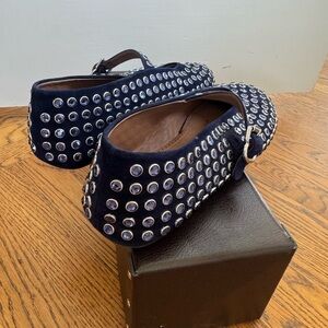 Alaia Studded Navy Blue Flats